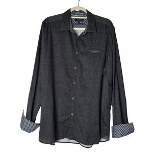 Ted Baker London Mens Size 5 XL Charcoal Gray Button Down Shirt Long Sleeve